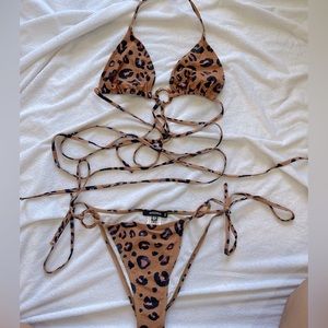 MissGuided Leopard Wrap O Ring Bikini